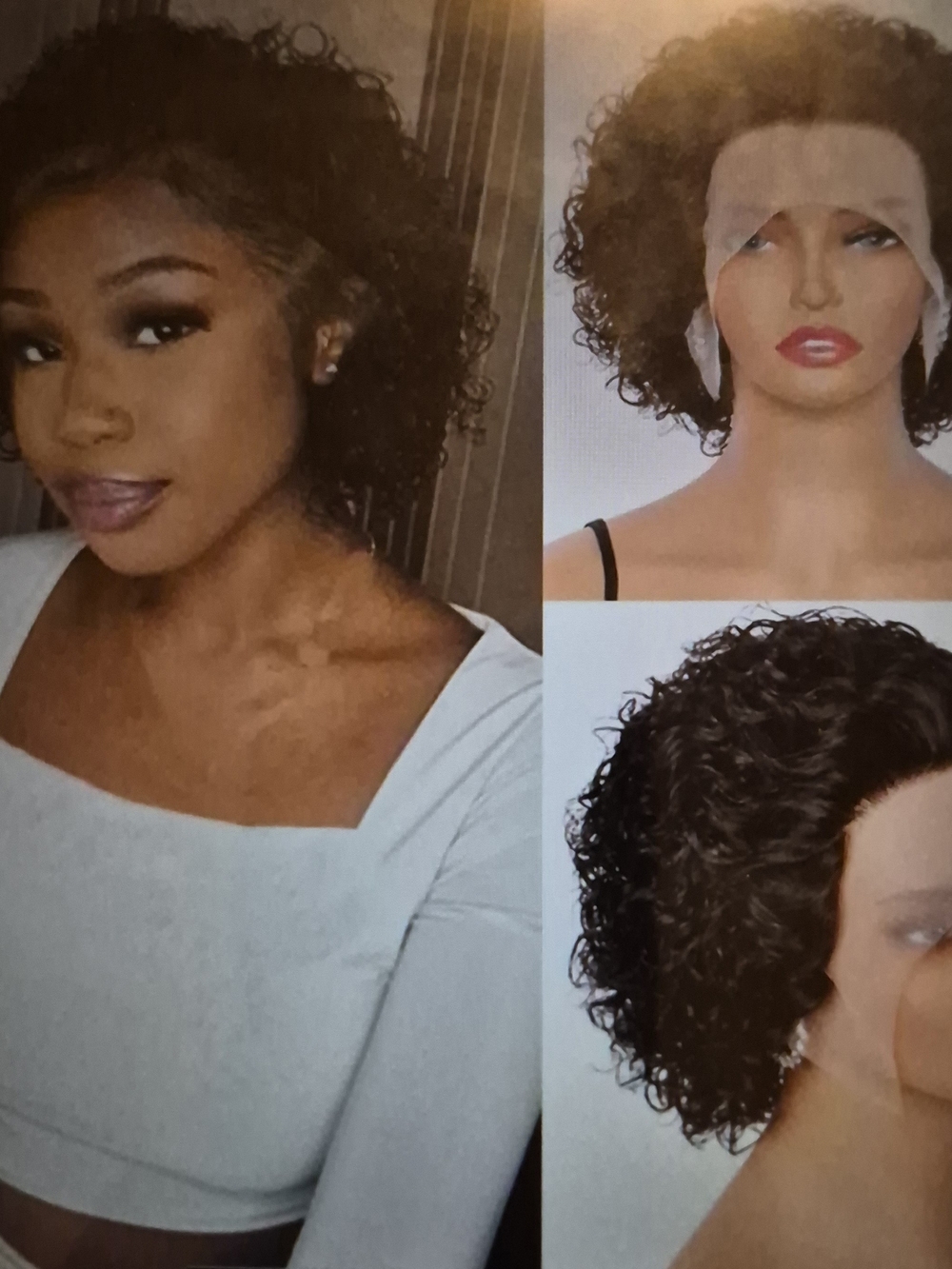 Black Curly Human Hair Wig